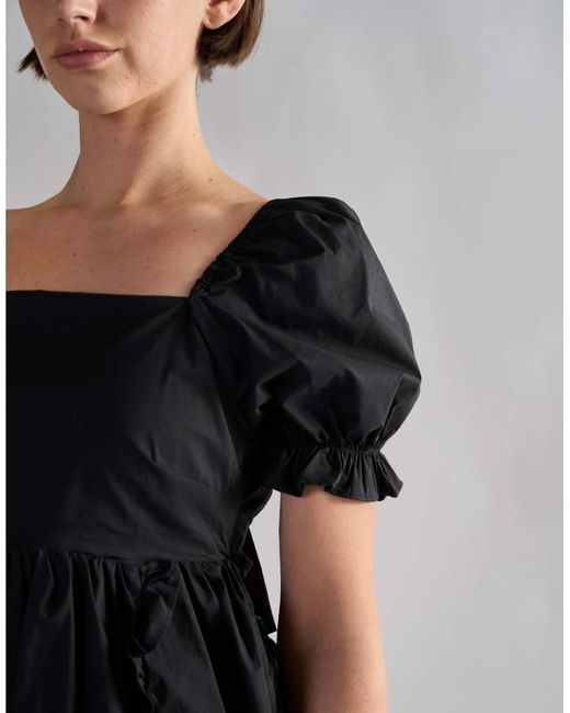 Glamorous Black Ruffle Trim Babydoll Mini Dress