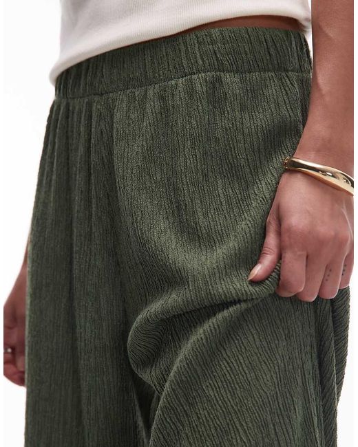 TOPSHOP Broek Met Wijde Pijpen En Textuur in het Green
