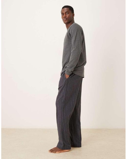 Calvin Klein Gray Long Sleeve Top And Trousers Pyjama Set for men