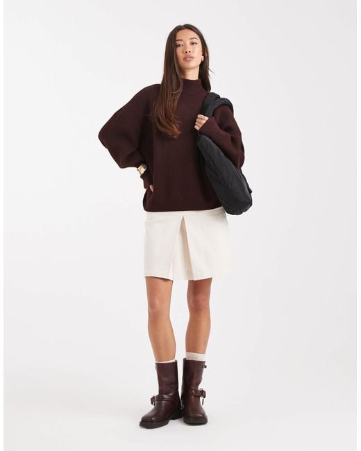 ASOS Brown Extreme Boxy Jumper With Funnel Neck