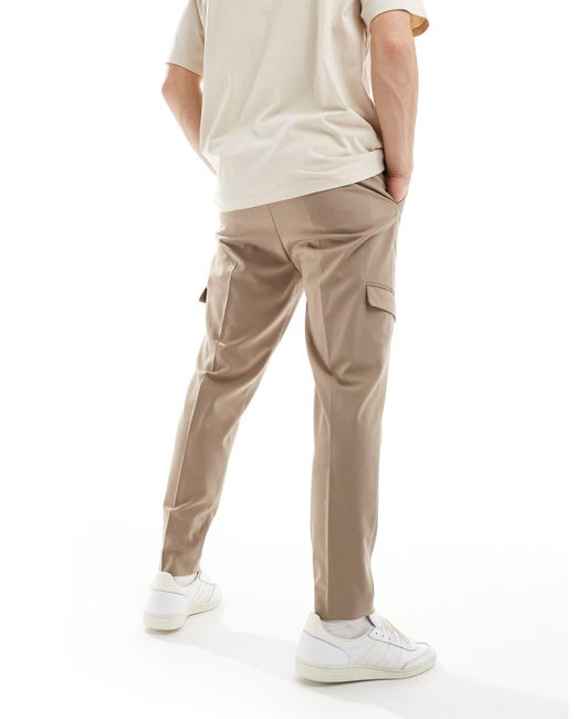 ASOS Natural Smart Tapered Trouser With Cargo Pockets for men