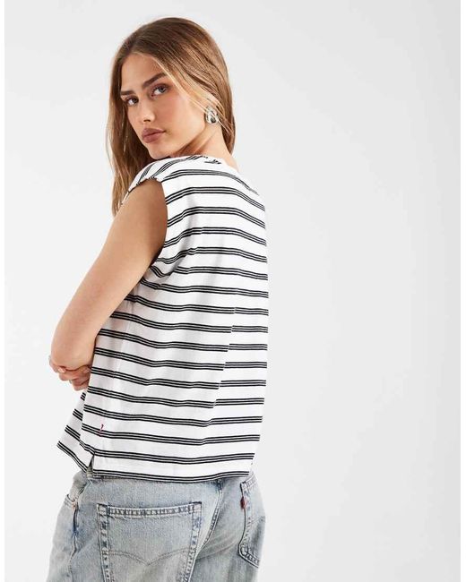 Levi's White Striped Tank Top