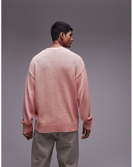 Maglione leggero slavato di Topman in Pink da Uomo