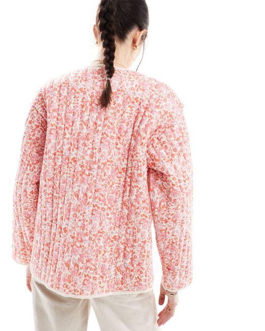 ASOS Pink – steppjacke aus baumwolle mit blümchenmuster