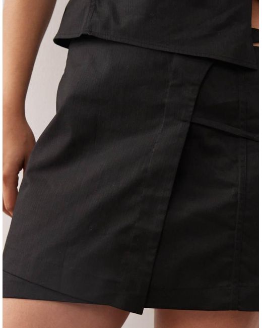 Weekday Black Co-Ord Wrap Mini Skirt