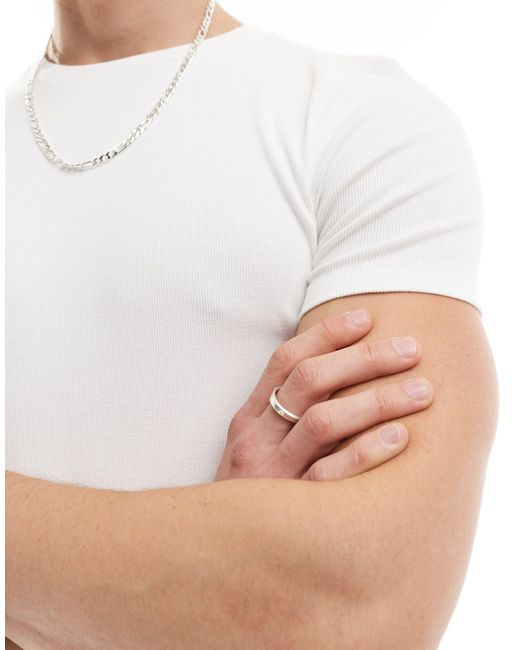 T-shirt moulant côtelé ASOS pour homme en coloris White