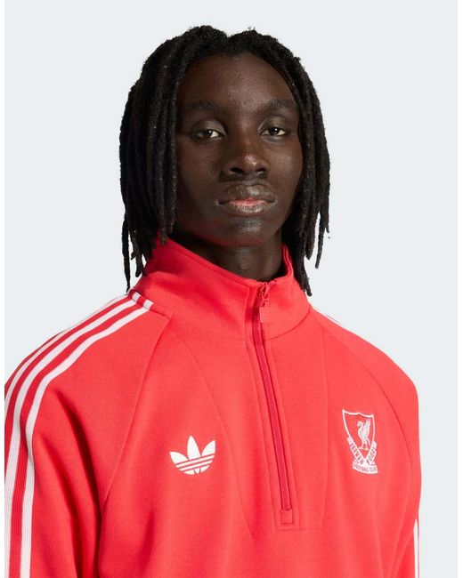 Adidas Originals Red Liverpool Fc Originals Half Zip Top for men