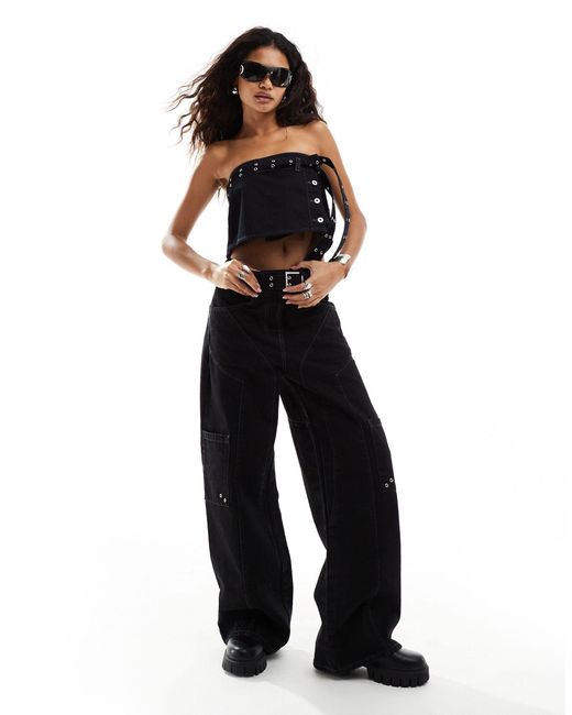 Collusion Blue Co-ord Iconic Belted Wide Leg Skate Jeans