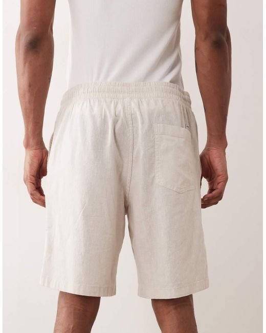Jack & Jones Natural Linen Mix Drawstring Shorts for men