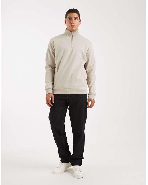 Brave Soul Natural Quarter-zip Funnel Neck Sweatshirt for men