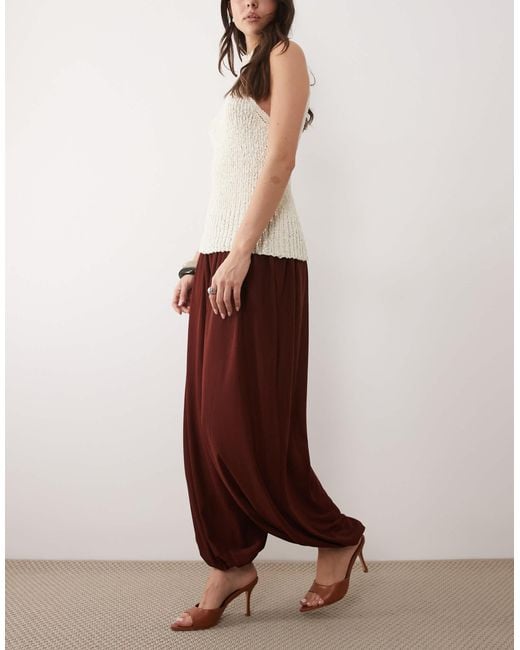 Mango Red Bubble Hem Trouser