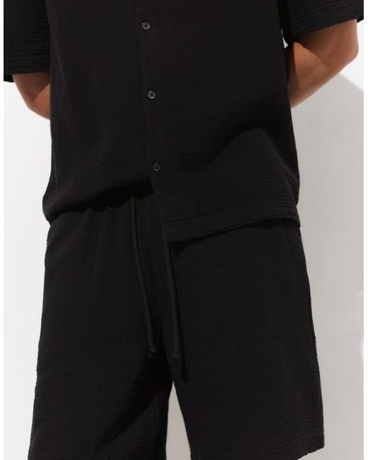 Pull&Bear Black Bermuda Short Sweatpants for men