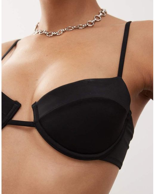 Monki Black Underwire Bikini Top