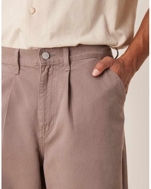 ASOS Super Baggy Broek Met Plooien in het Natural voor heren