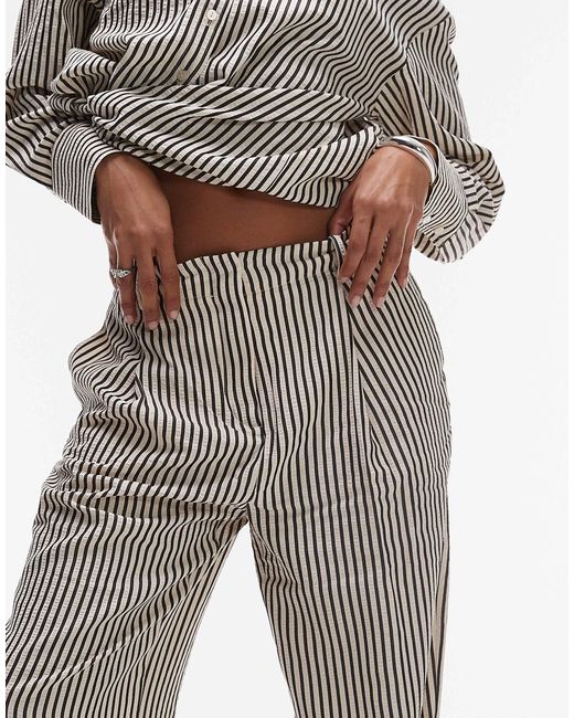 Mango Gray Elasticated Waist Staight Leg Stripe Trouser Co-ord