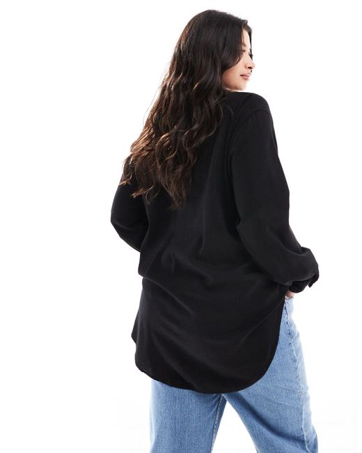 Vero Moda Black Linen Blend Long Sleeved Shirt Co-ord