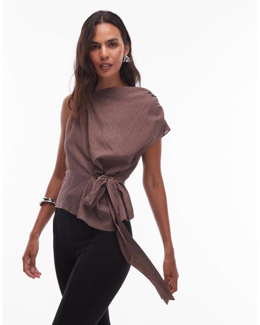 TOPSHOP Red Co-ord Drape Neck Top