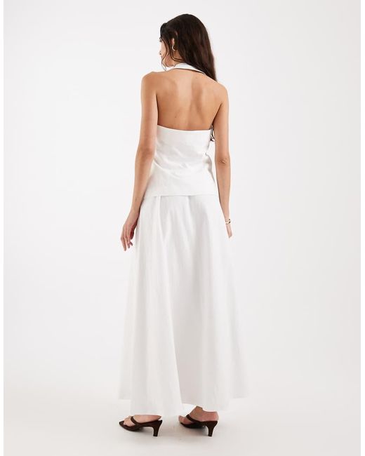 4th & Reckless White Cotton Floaty Maxi Skirt