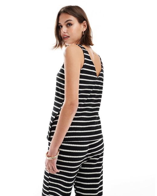 New Look Blue – geripptes bustier mit v-ausschnitt