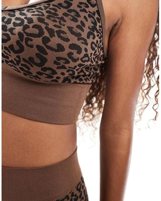 Bralette Con Estampado Animal Sin Costuras De (Parte De Un Conjunto) ONLY de color Brown