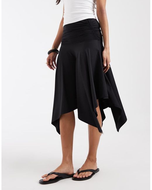 ASOS White Slinky Hanky Hem Skirt