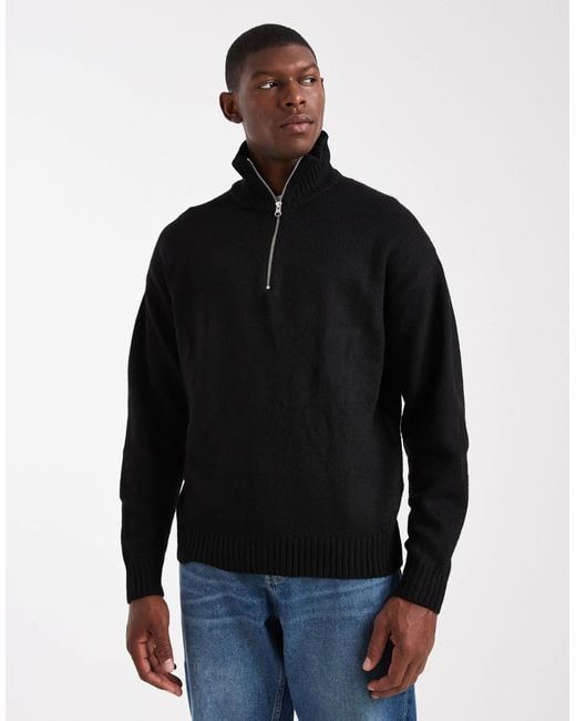 Pull duveteux à col zippé Jack & Jones pour homme en coloris Black