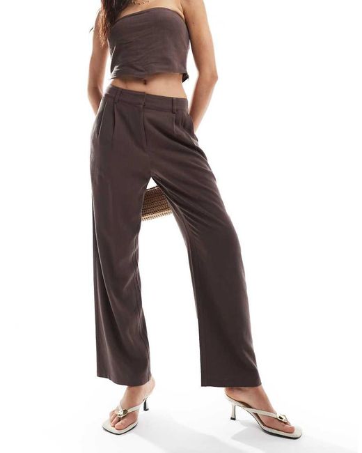 4th & Reckless Brown Linen Blend Tailored Wide Leg Trousers Co-Ord
