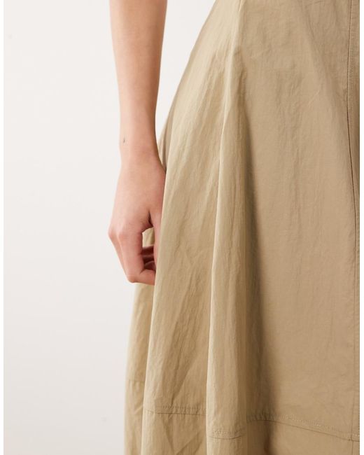 ASOS Natural Structured Cargo Barrel Midi Skirt