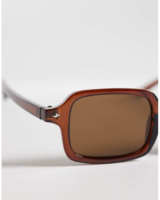 Pieces Brown Rectangular Sunglasses