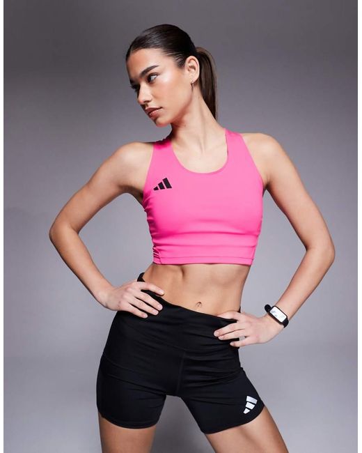 Adidas Originals Gray Adidas Running Adizero Essentials Crop Top