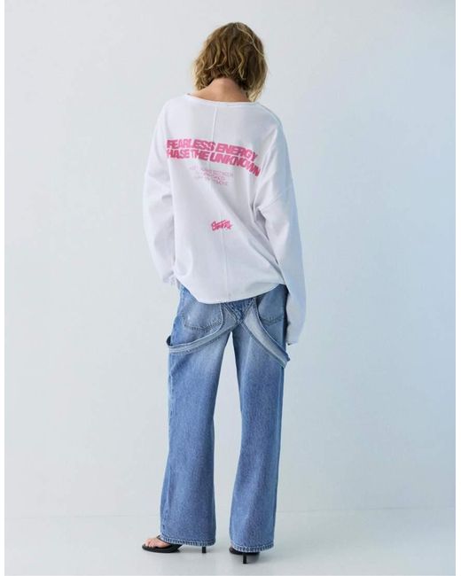 Pull&Bear White Stwd T-shirt With Seams
