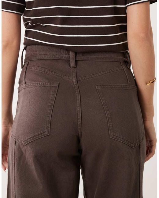 Mango Brown Rachel Drawstring Straight Leg Jeans