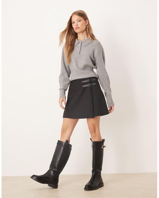 Gina Tricot Gray Long Sleeve Collar Knitted Jumper