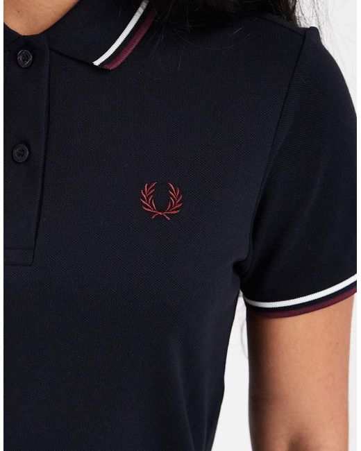 Fred Perry Blue Twin Tipped Logo Polo Shirt Mini Dress