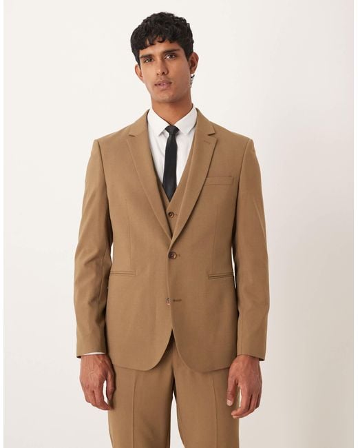 ASOS Natural Slim Suit Jacket for men