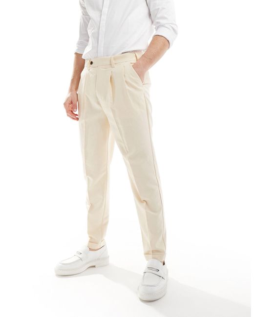 Pantaloni chino eleganti affusolati bianco sporco di ASOS in White da Uomo