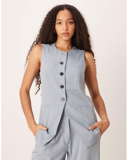 Jdy Gray Longline Button Up Vest