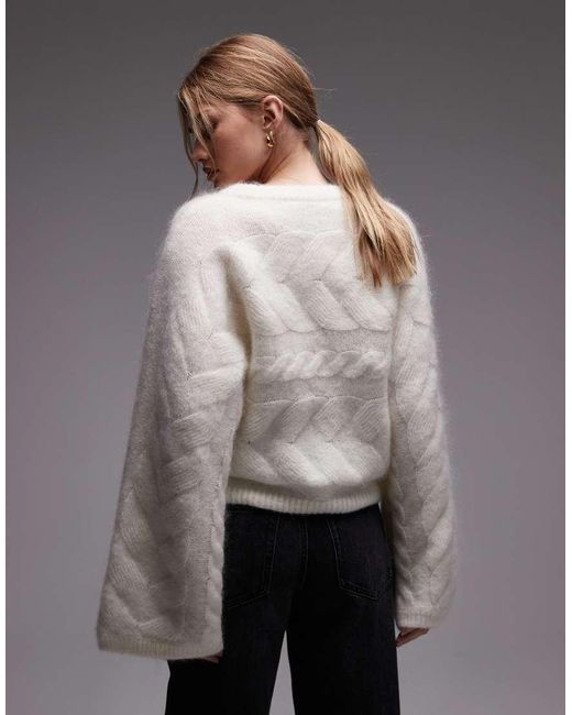 & Other Stories Gray Wool Blend Cable Knit Sweater