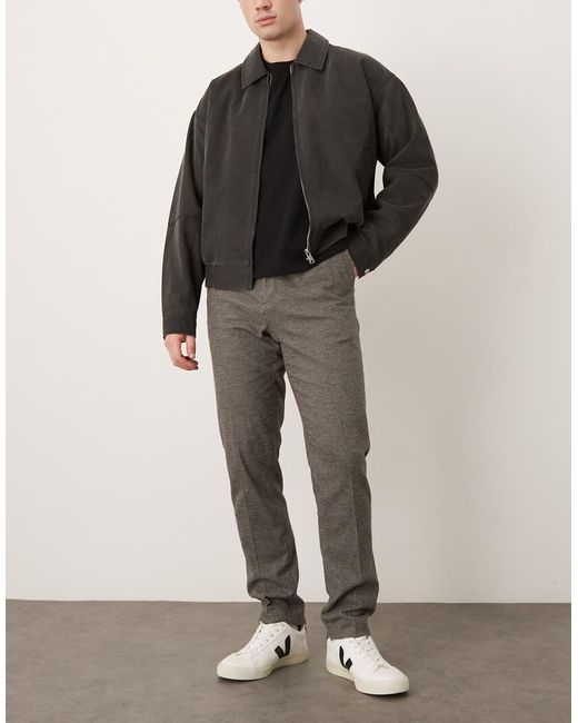 Mango Gray Tailored Tweed Trousers for men