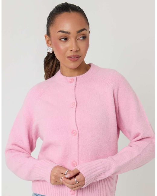 Threadbare Pink Button Up Knitted Cardigan