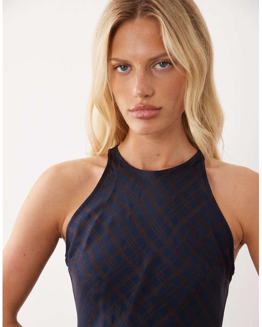 Mango Blue Sleeveless Halterneck Midi Dress