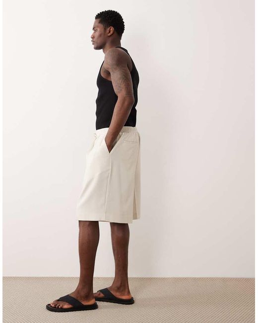 ASOS Natural Tailored Pull On Bermuda Shorts for men