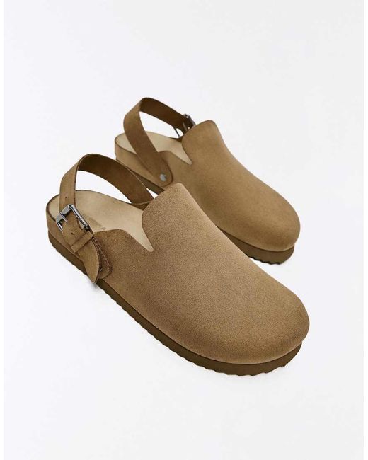 Bershka White Clogs With Strap Detail for men
