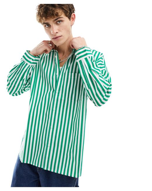 Collusion Green Oversized Shirt for men