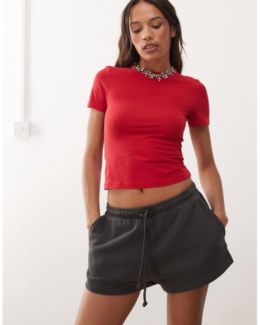 Weekday Red Terry Sweat Shorts