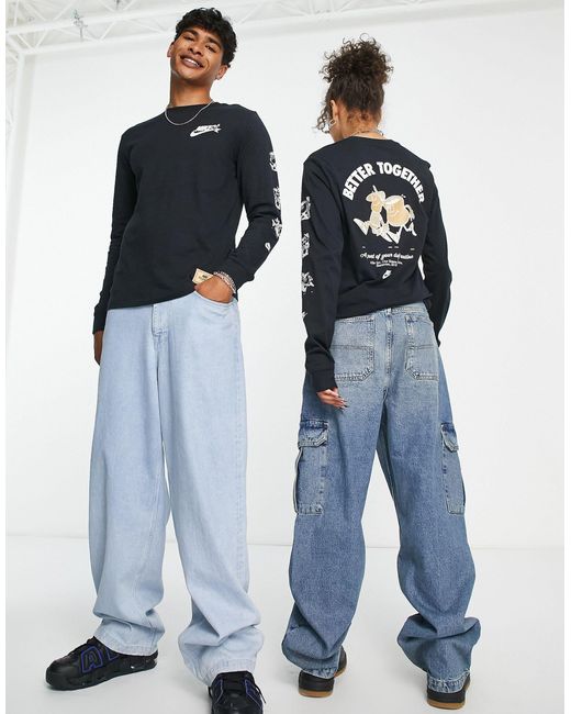 Nike 'sole Cafe Better Together' Long Sleeve Graphic Tshirt in Blue