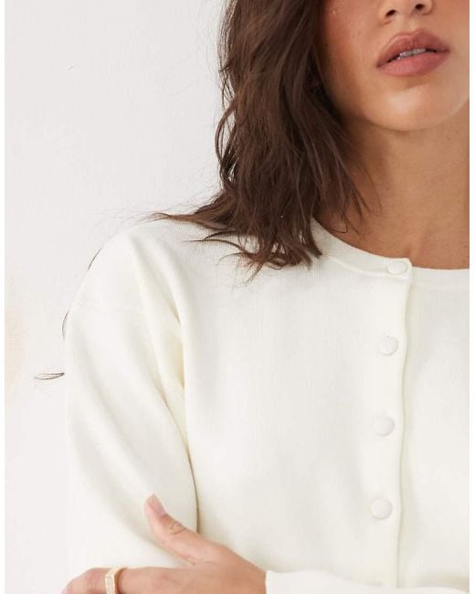 ASOS Natural Structured Cardigan With Faux Leather Buttons