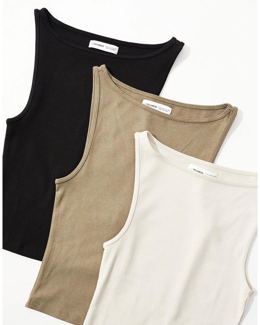 Pull&Bear Black – 3er-pack trägertops