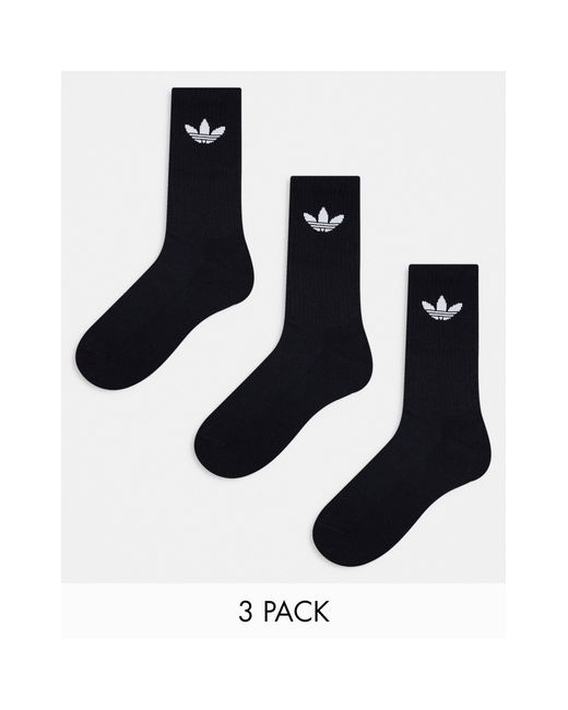 Confezione da 3 paia di calzini ammortizzati neri con trifoglio di Adidas Originals in Black