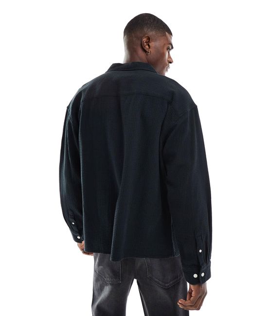 Jack & Jones Blue Oversized Textured Shirt for men